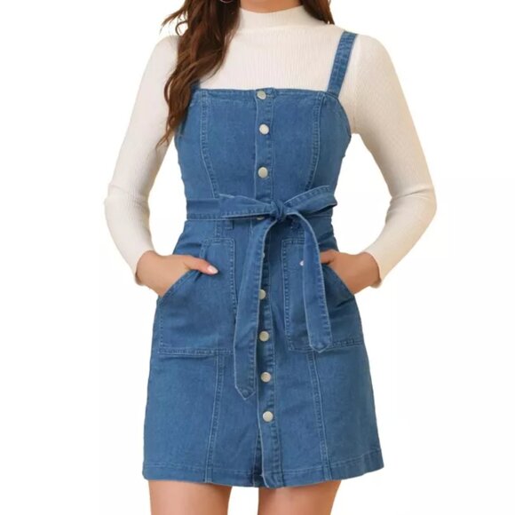 Allegra K Overall Denim Dress - Picture 2 of 9